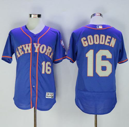Mets #16 Dwight Gooden Blue(Grey NO.) Flexbase Authentic Collection Stitched MLB Jersey - Click Image to Close